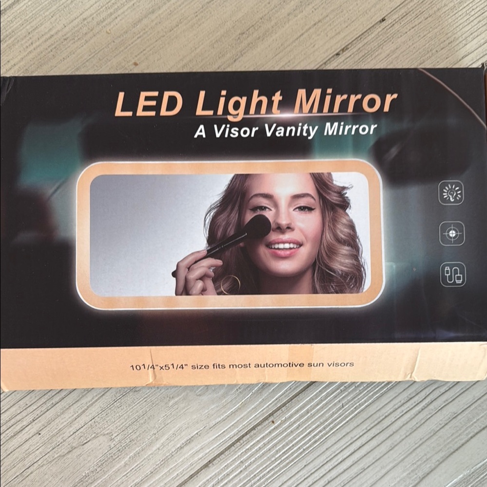LED Light Mirror Visor Vanity Mirror - Black